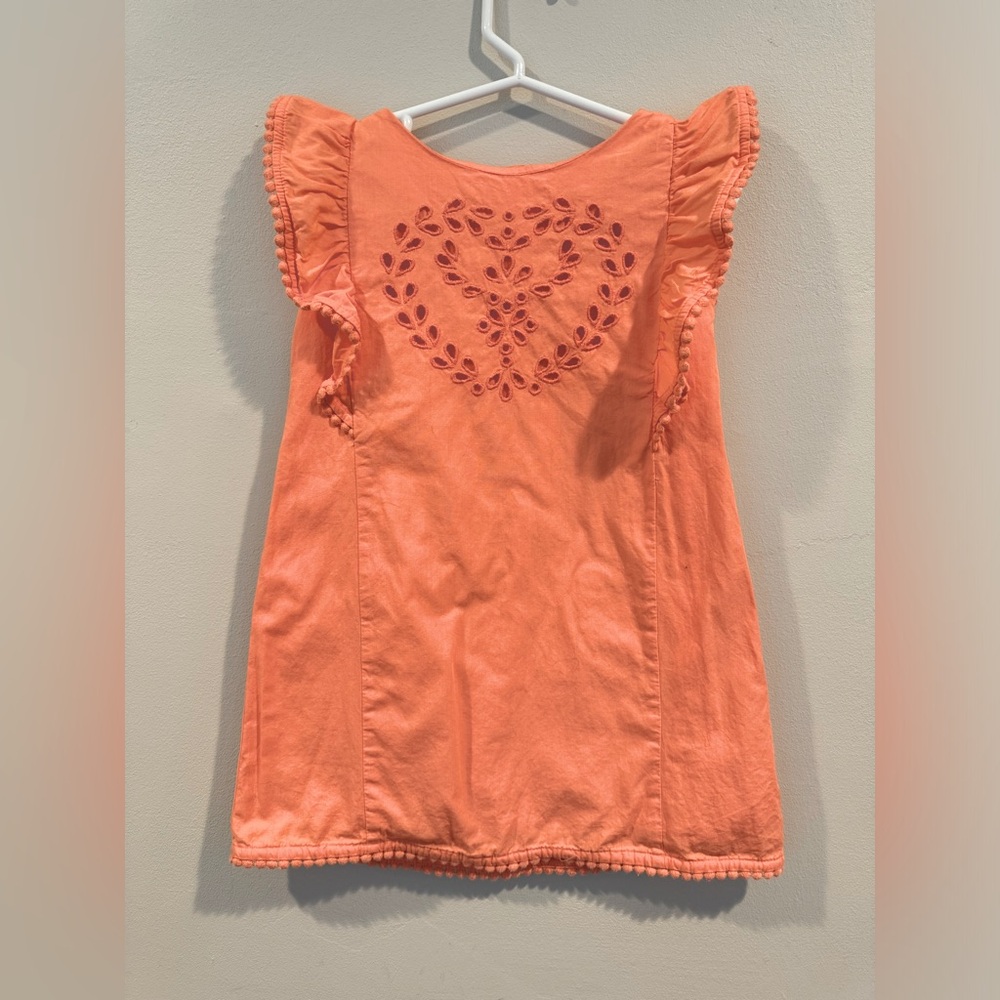Sleeveless Embroidered Pinafore Dress by Hope & Henry - Size‎ 3 - Coral Pink